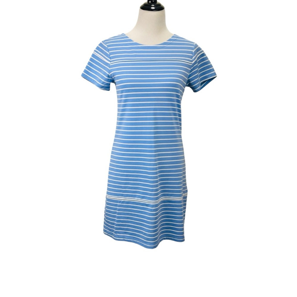 STS Sail To Sable Shift Dress Womens S Blue Striped Short Sleeve Crew Neck Coast